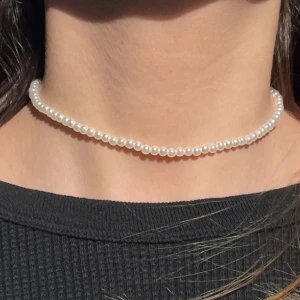 Pärlhalsband | Brandy Melville - Ett jättefin pärlhalsband från Brandy Melville. Den sitter som en choker men man kan göra den lite lösare. Säljer då den ej är min stil längre. OBS: Ej äkta pärlor! Bilderna är lånade från Brandy Melvilles hemsida.  Skriv för mer bilder och info.
