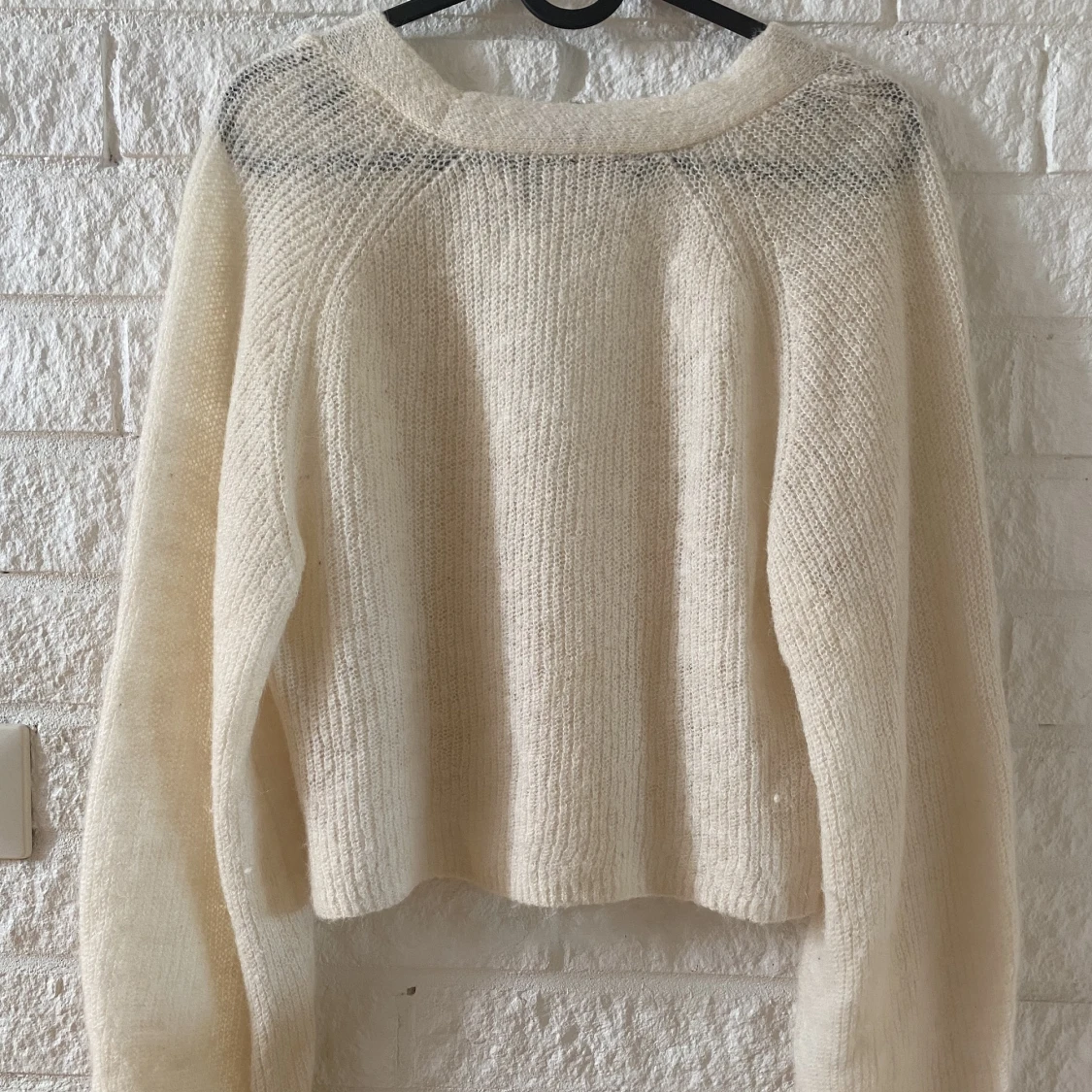 Naturvit tunn stickad kofta - 91