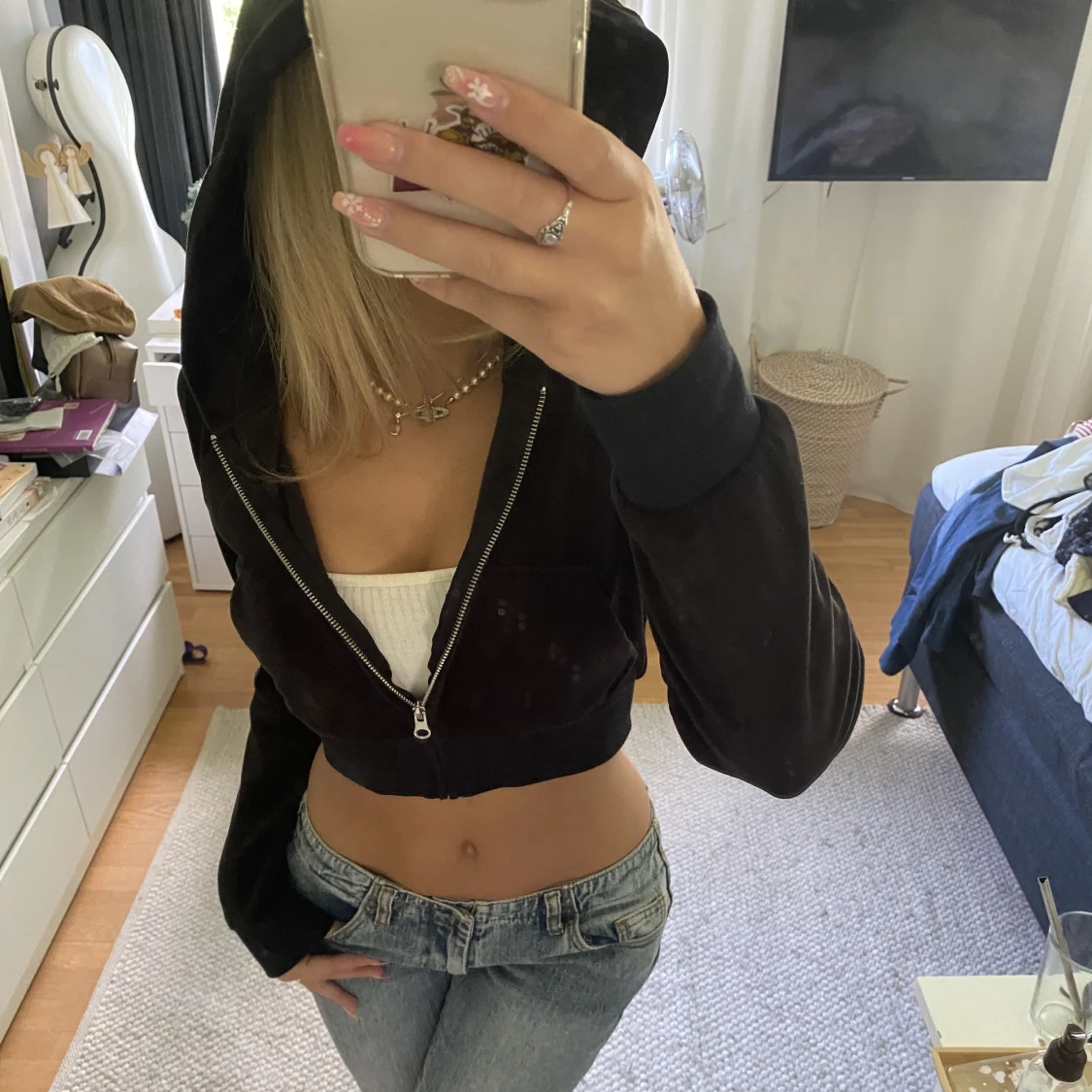 Kort zip-hoodie - 91