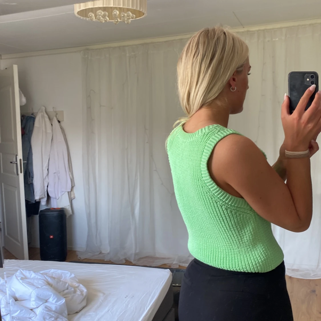 Stickad grön topp - 90