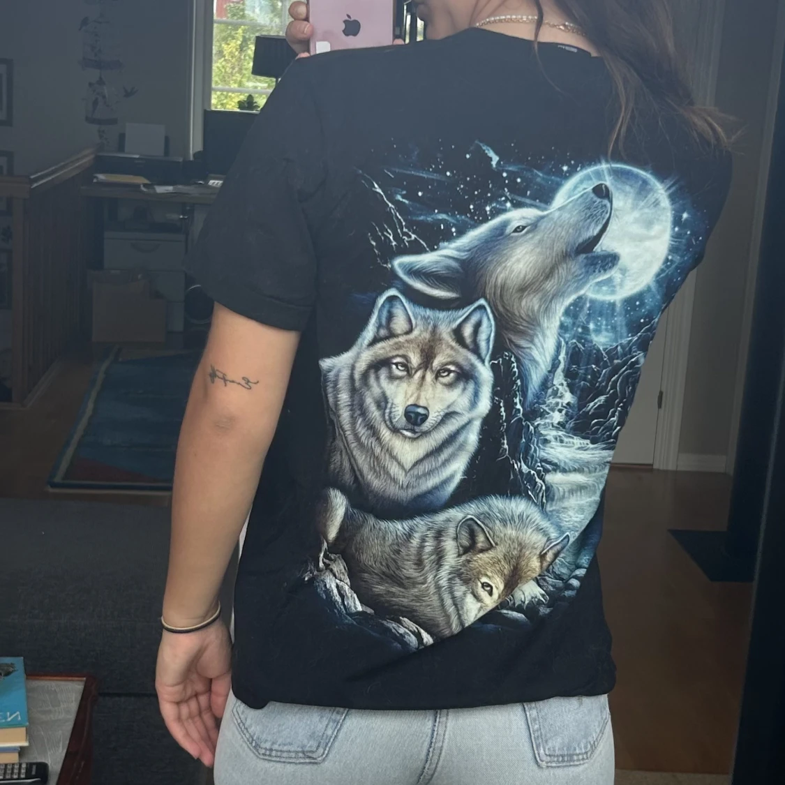 T-shirt med vargmotiv  - 90