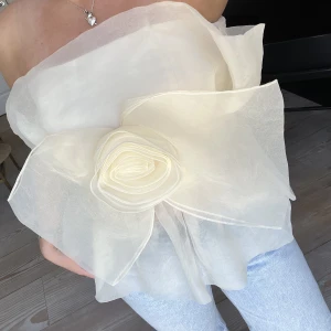 Zara topp / blus - Superfin zara topp med en rosett och blomma på! Storlek S, har ett resårband samt dragkedja, så passar de flesta. Fint skick!