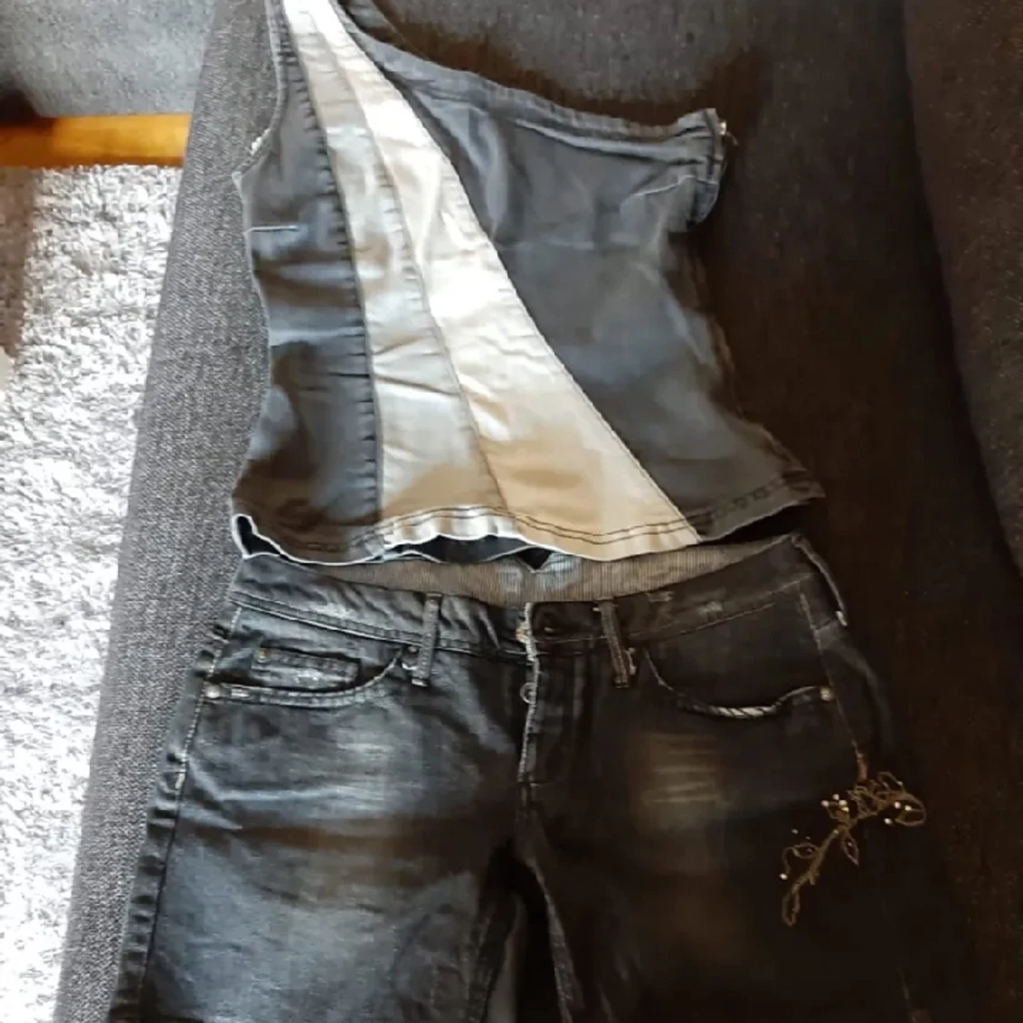 Jeans shorts / linne - 90