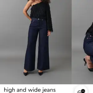Ett par jättesnygga jeans från Gina i modellen wide, det är köpta i storlek 42 för att få en mer baggy effekt