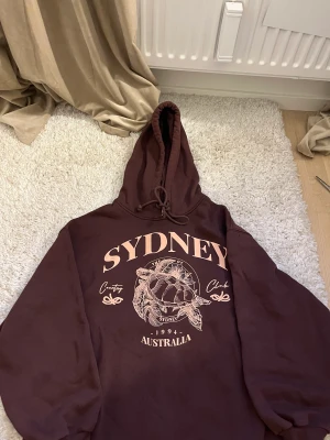 Mysig hoodie - En brun hoodie med ett jättefint tryck. Köpt på bershka för 350kr. Använd under 5 gånger och ser ut som ny. Kontakta för fler bilder💕