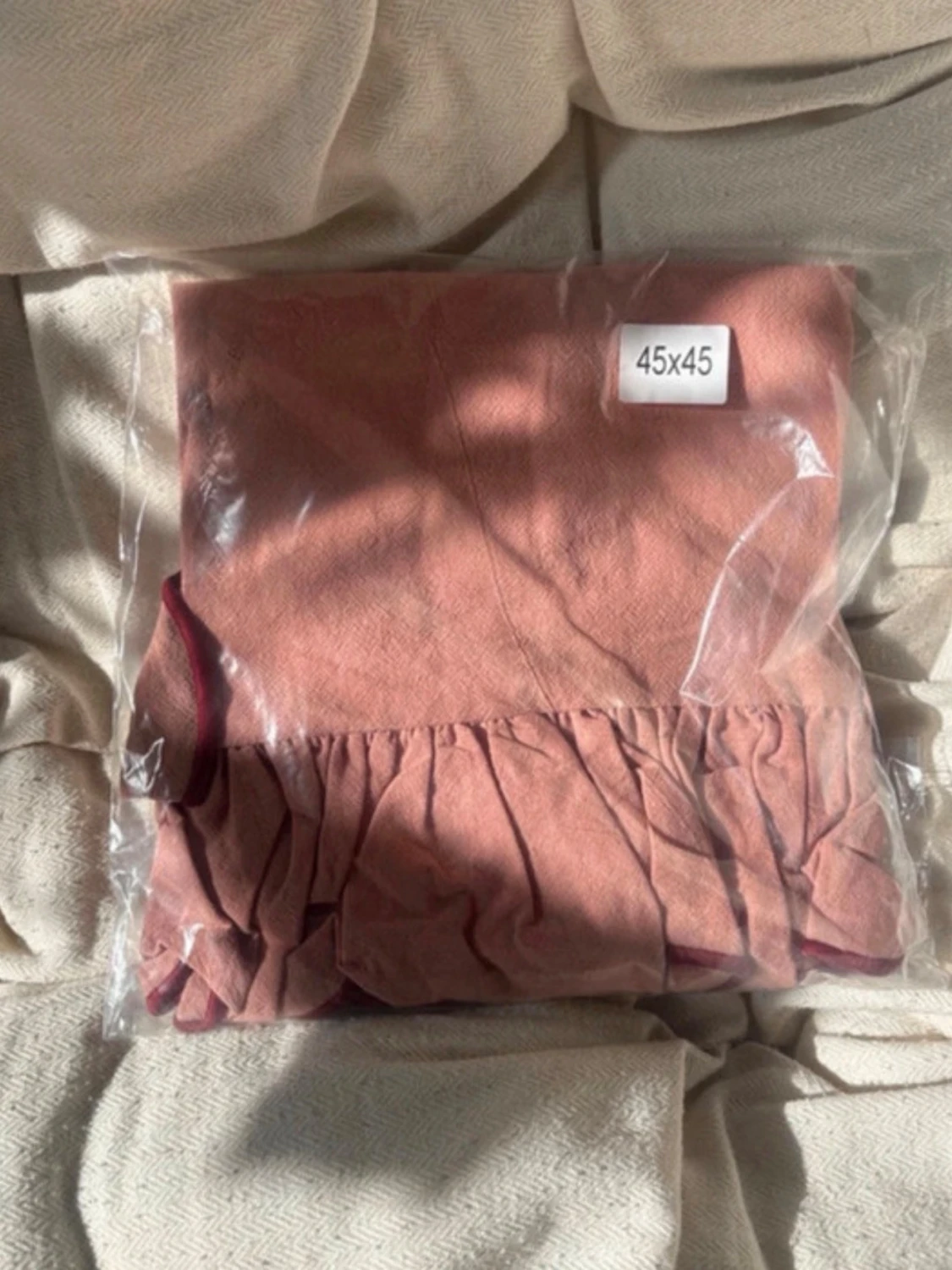 2 st kuddfodral volang rosa coquette bomull - 2