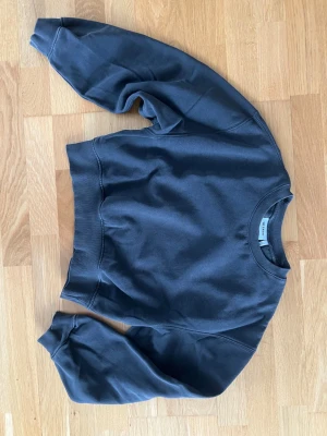 Mörkgrå cropped sweatshirt Weekday - Mörkgrå cropped sweatshirt från Weekday med rund halsringning och breda muddar vid ärmslut och midja.