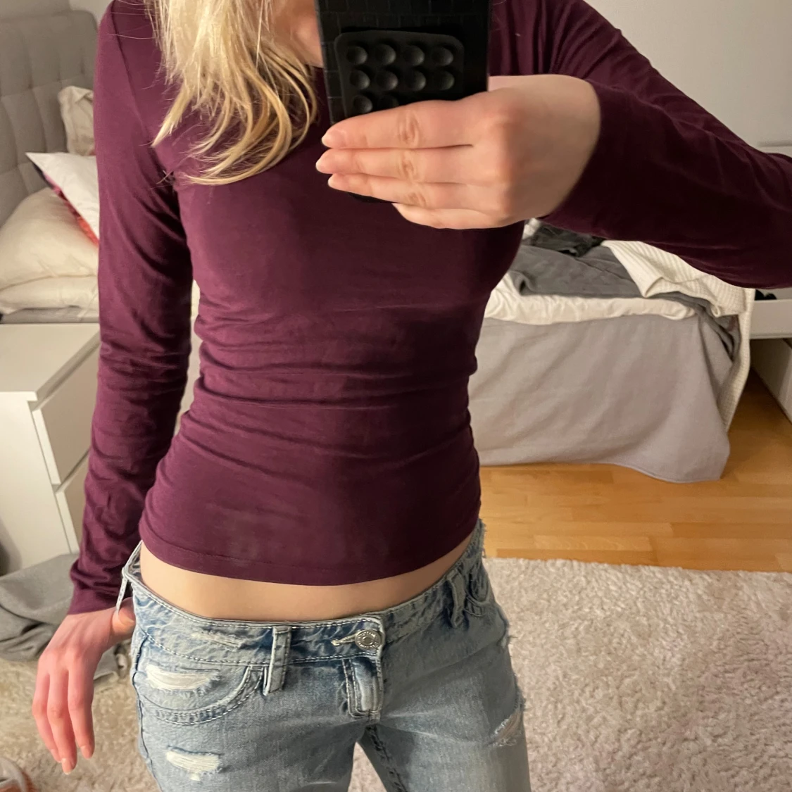 Mörklila långärmad topp