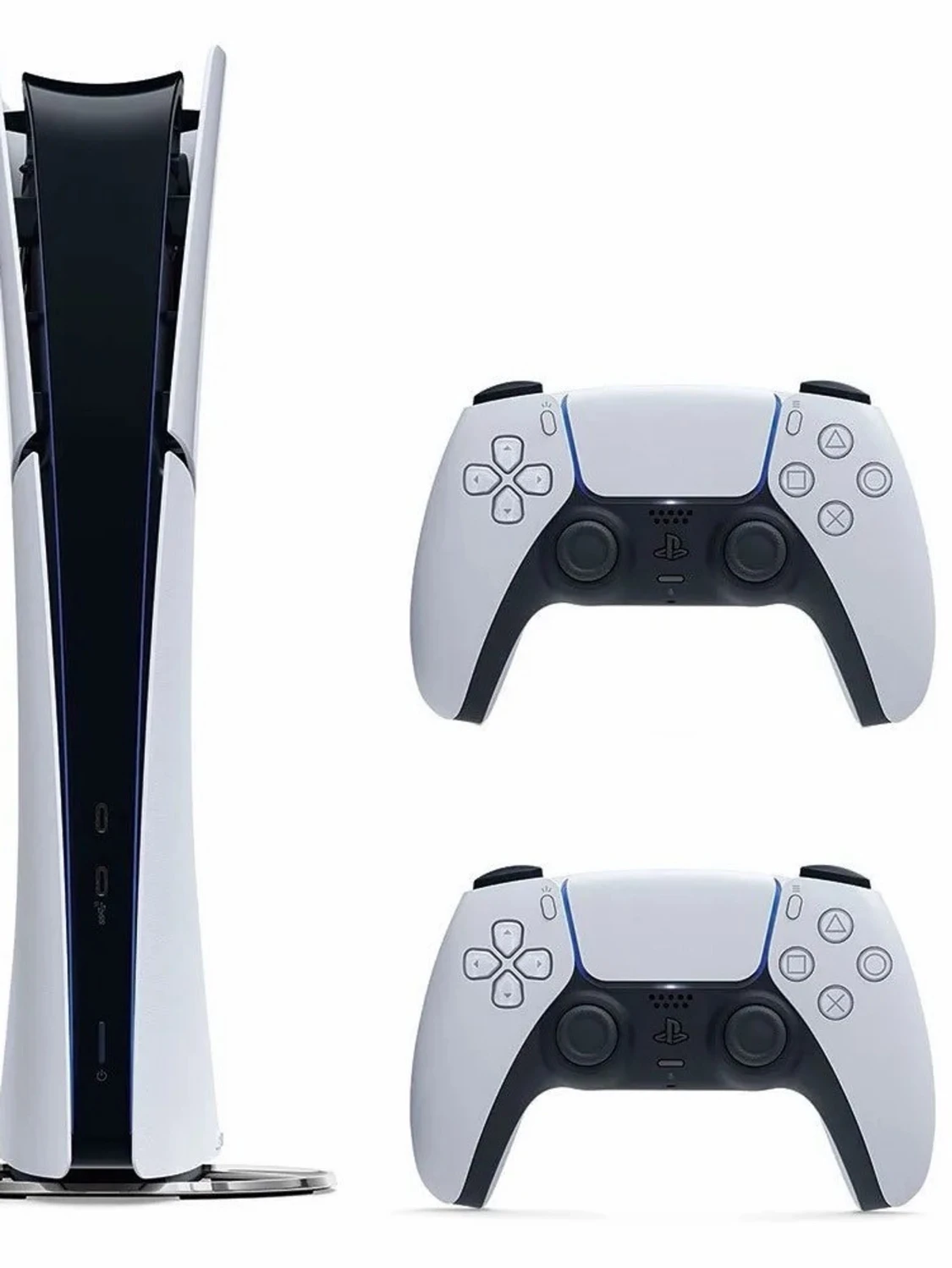 PlayStation 5 med två DualSense-kontroller