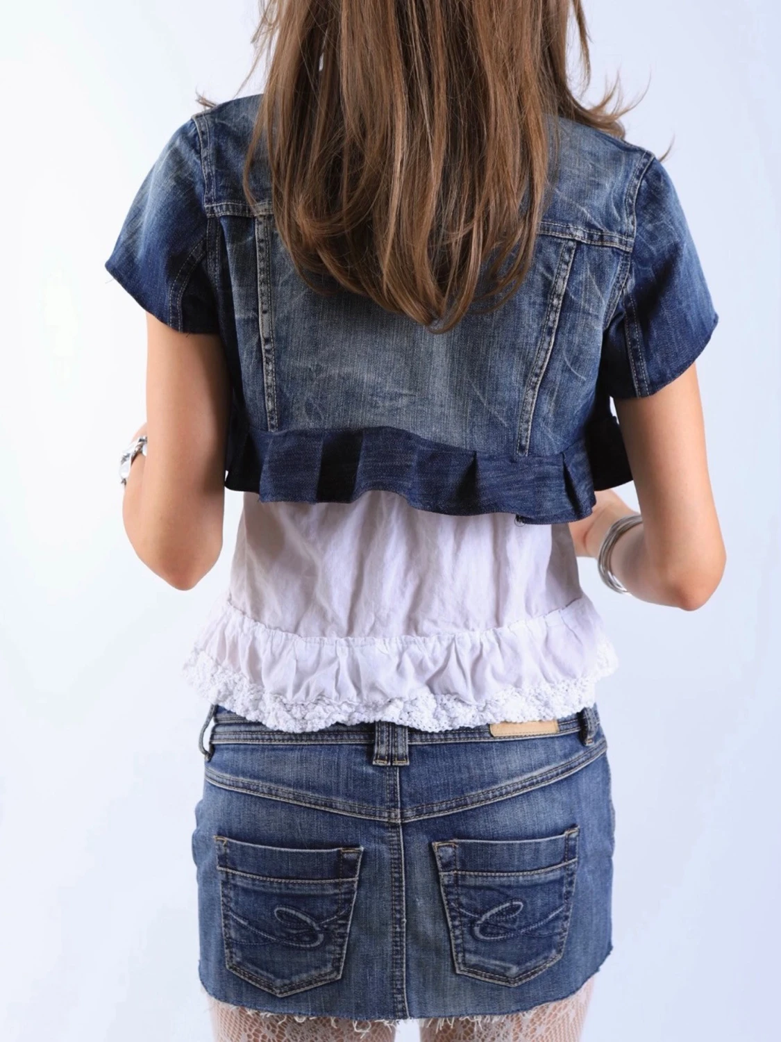 Jeans bolero med volanger - 1