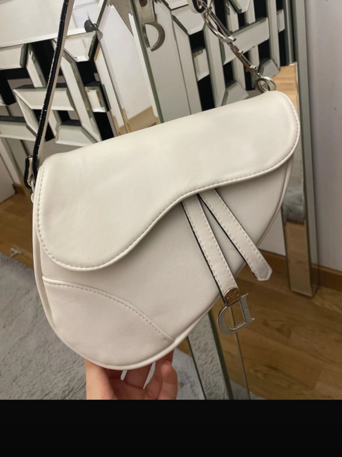 Vit Dior Saddle Bag i läder - 3