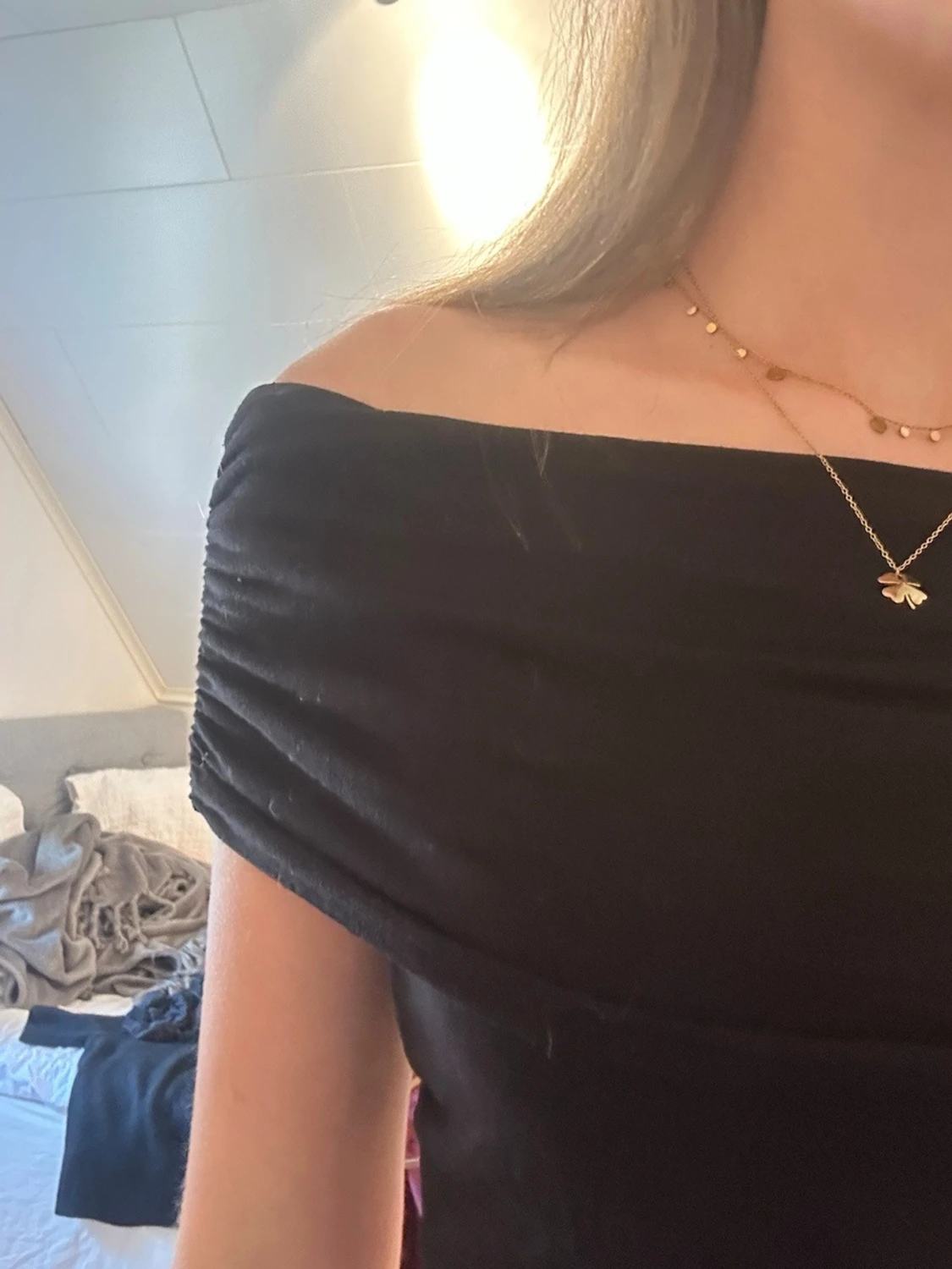 Svart offshoulder topp - 4