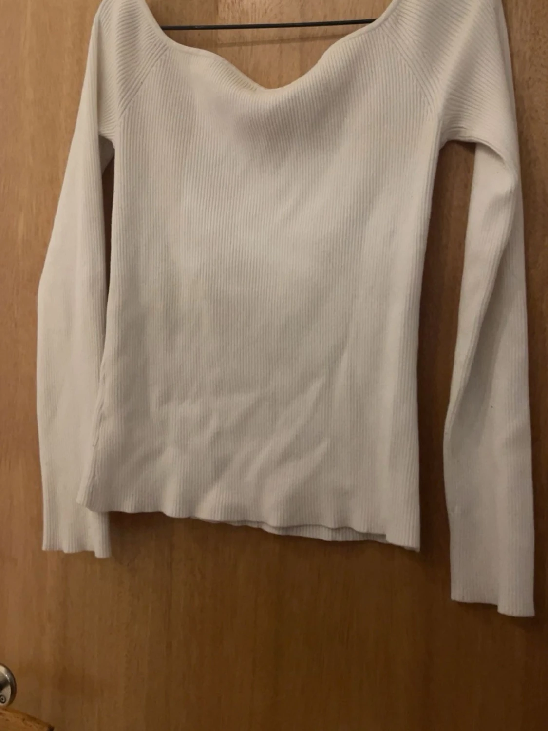 Vit ribbad långärmad topp H&M - 3