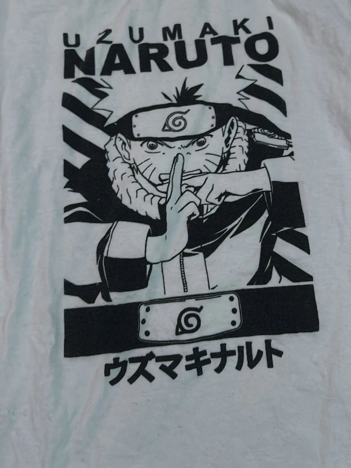 Vit Naruto t-shirt med tryck - 1