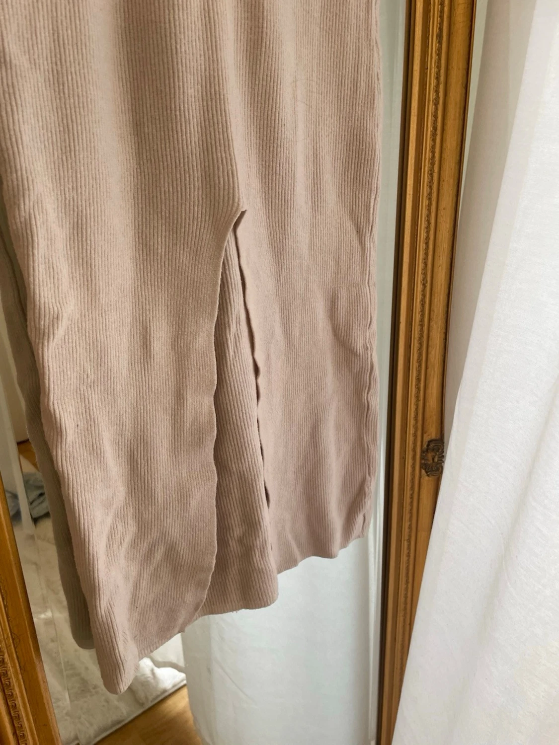 Beige ribbad långklänning omlott - 4