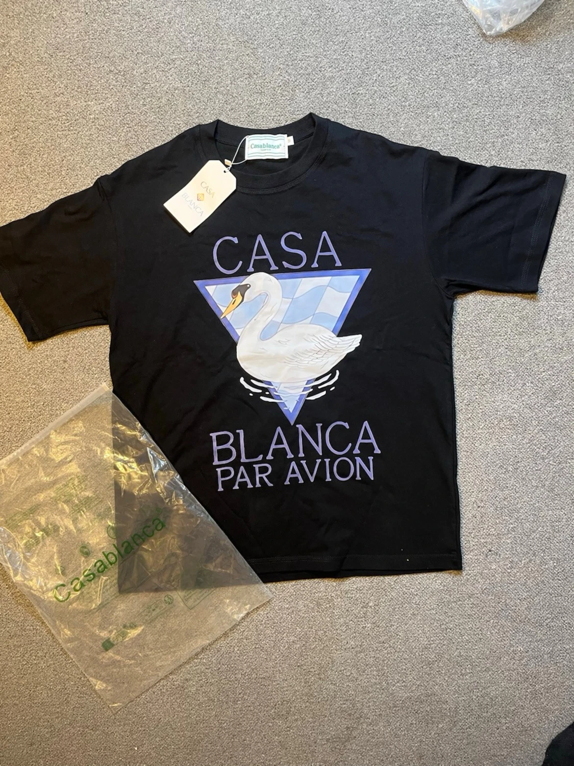 Svart Casablanca t-shirt med svanmotiv