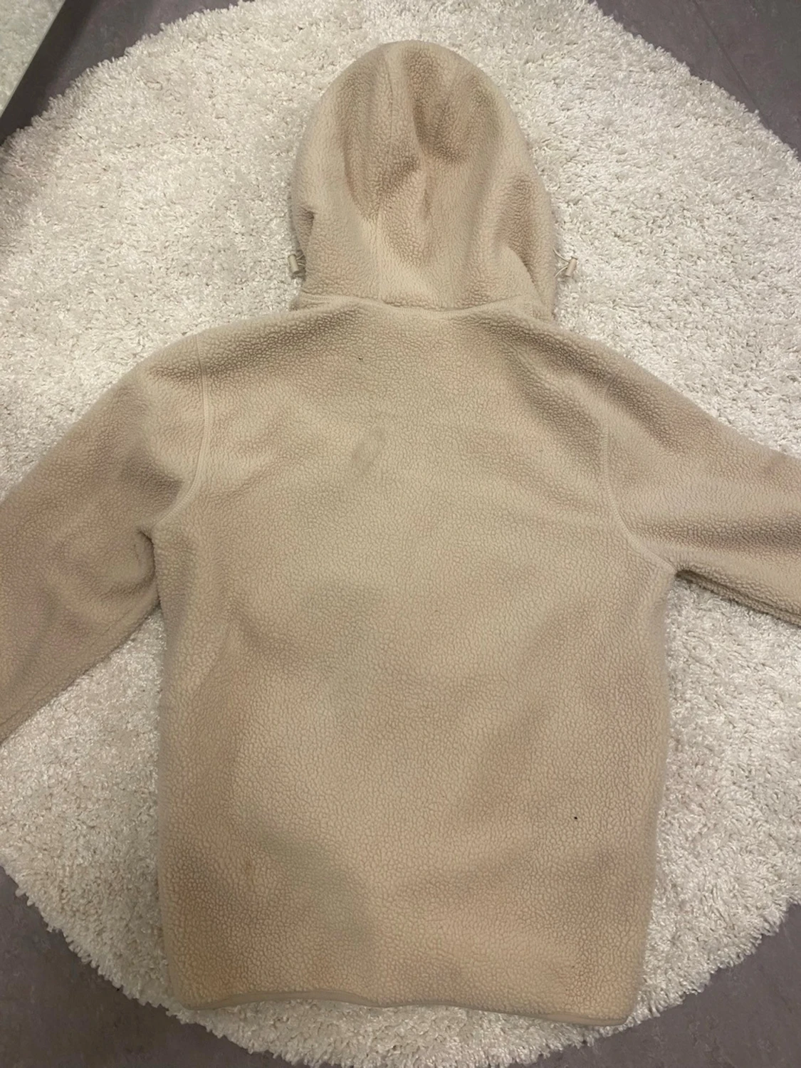 Beige teddyjacka med huva - 1