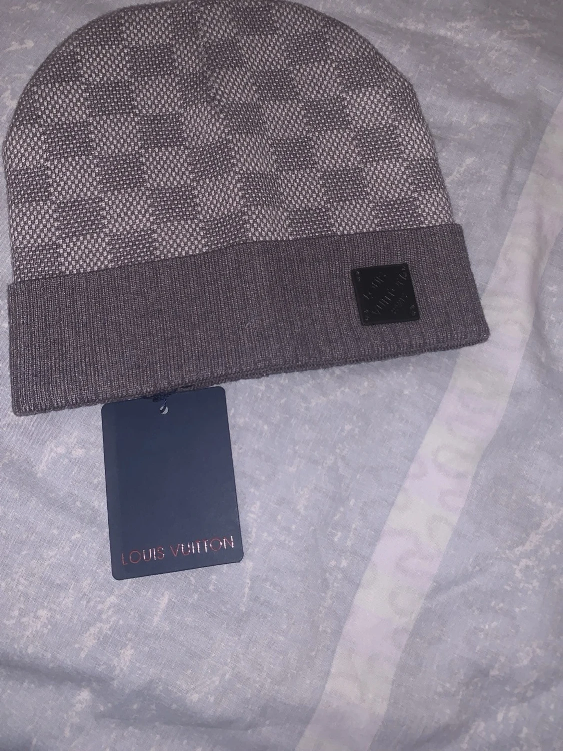 Gray Louis Vuitton beanie