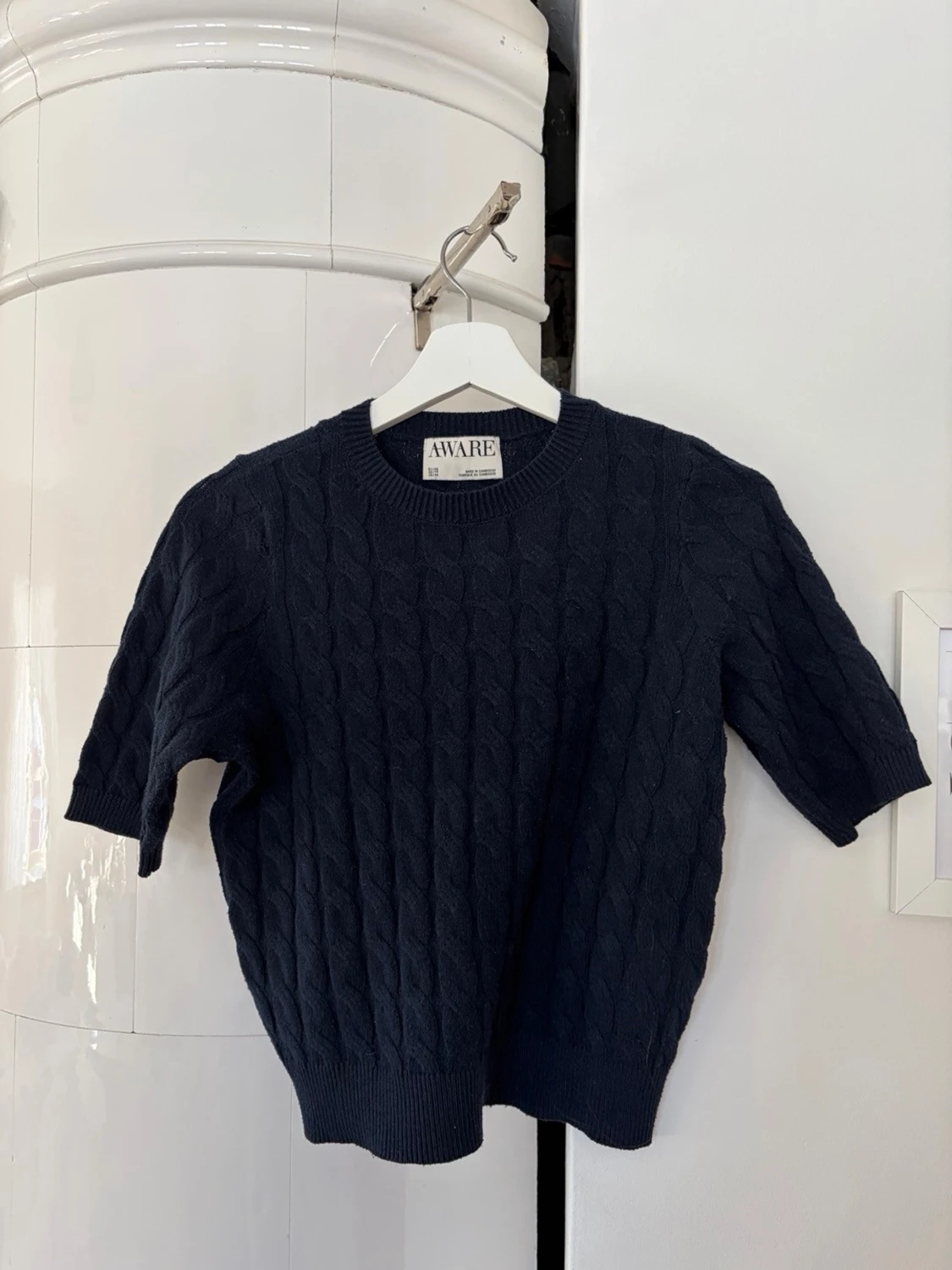 Mörkblå stickad topp  - 1