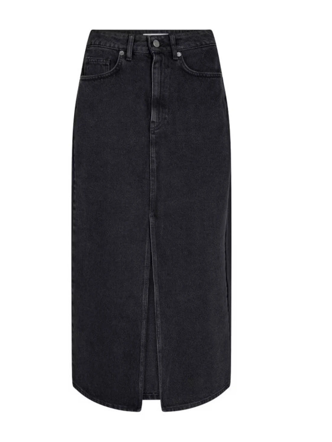 Svart lång jeanskjol med slits