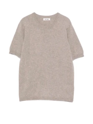 kashmir topp - Superfin beige/grå topp i kashmir med korta ärmar och rund hals från soft goat, orginal pris är 2982kr💗