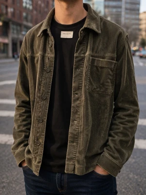 These Glory Days manchester overshirt – grön/brun - Stilren overshirt från These Glory Days i manchester (corduroy) med en snygg grön/brun ton. Perfekt mix mellan skjorta och jacka – funkar året runt.  Klassisk design med knappar och bröstficka som ger en clean men lite mer “textured” look.  Regular fit – sitter avslappnat och snyggt. Passar perfekt till jeans eller cargos för en modern street/outfit.  Riktigt trendigt plagg just nu.