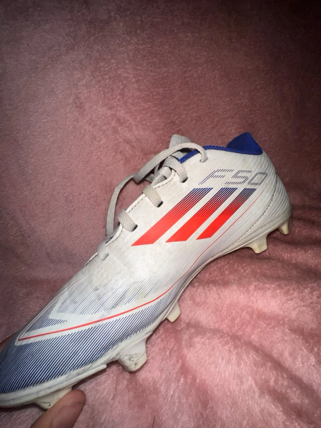 Adidas F50 vita och blå fotbollsskor - 1