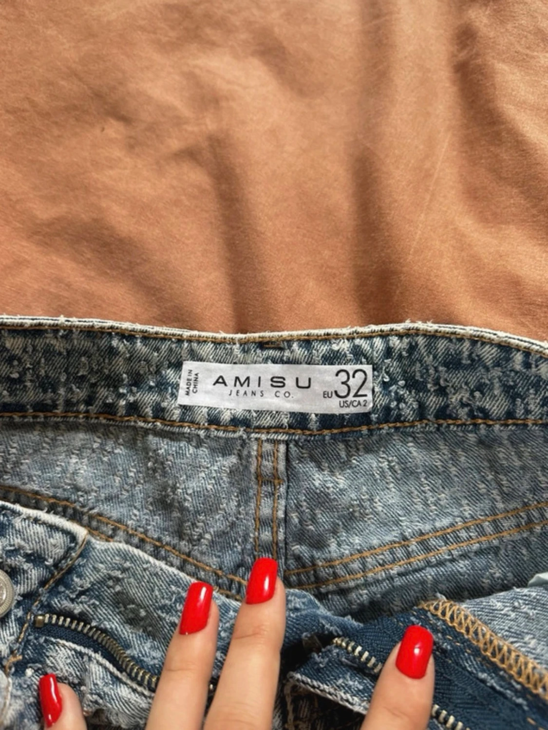 Högmidjade blå jeansshorts - 6