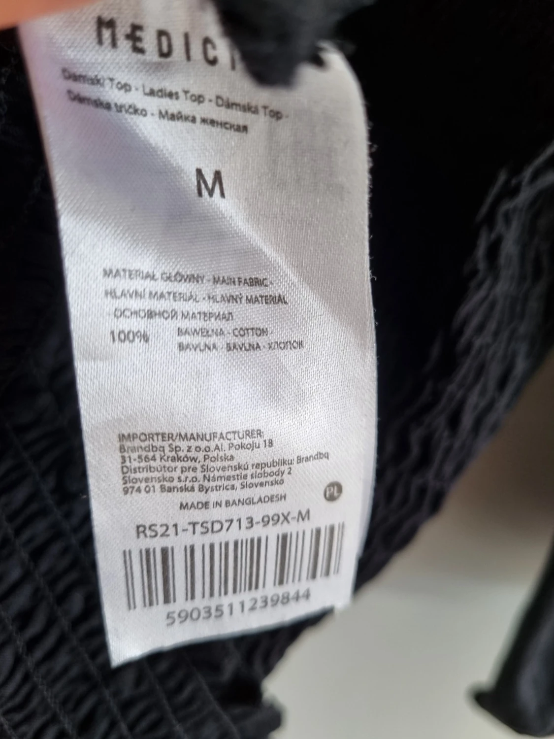 Svart smockad topp med puffärm Medicine M - 2