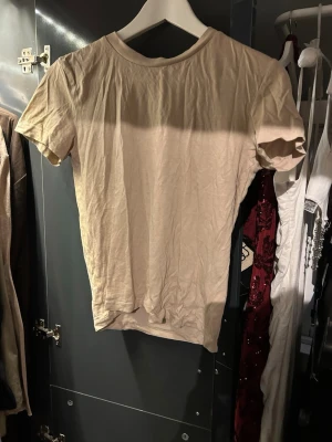 Beige basic t-shirt från BikBok - En enkel beige t-shirt från BikBok i storlek XS. T-shirten har rund halsringning och korta ärmar, perfekt till alla typer av outfits. Tillverkad i mjuk bomull för en skön känsla hela dagen.