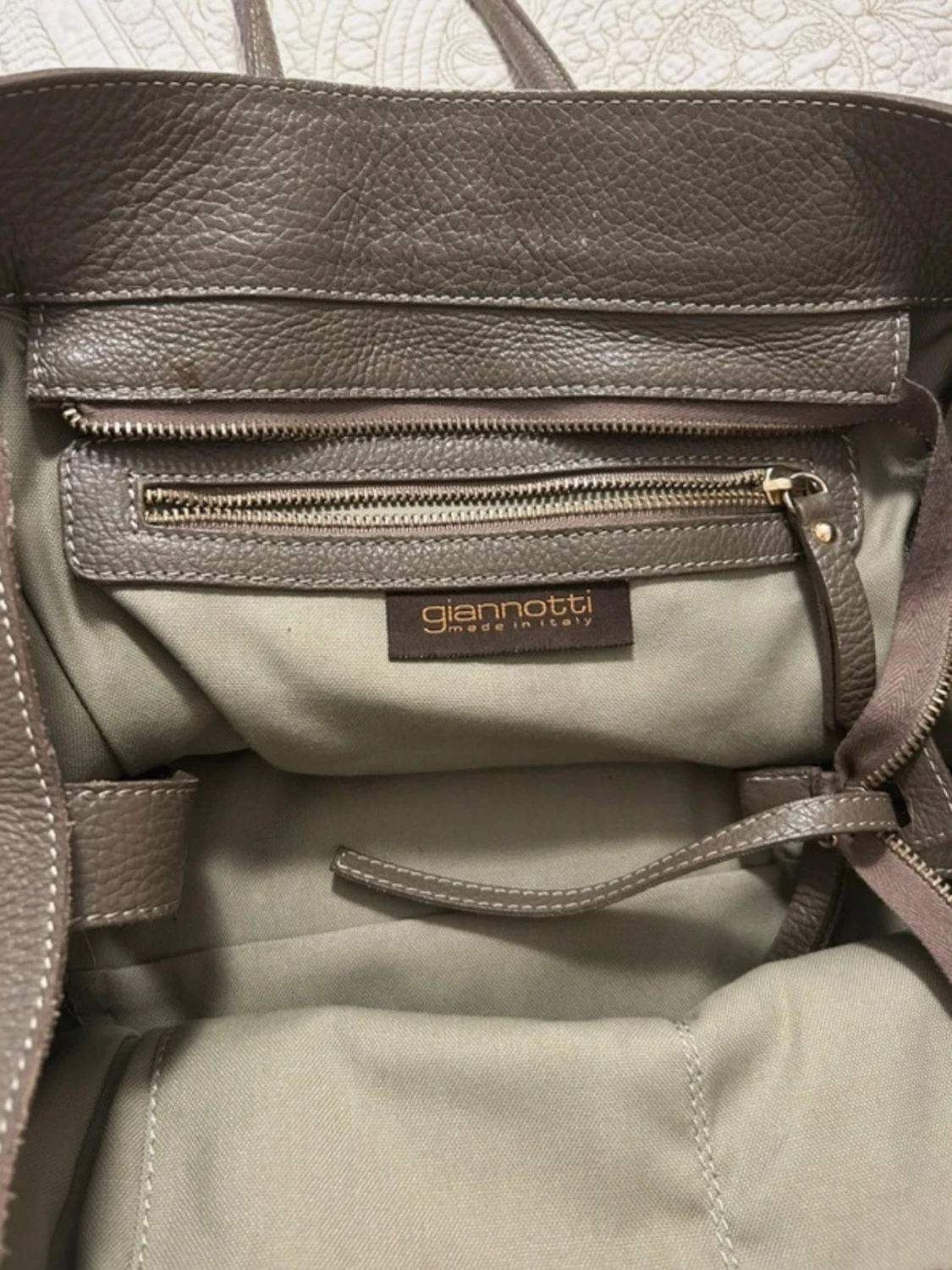 Grågrön handväska i skinn - 5