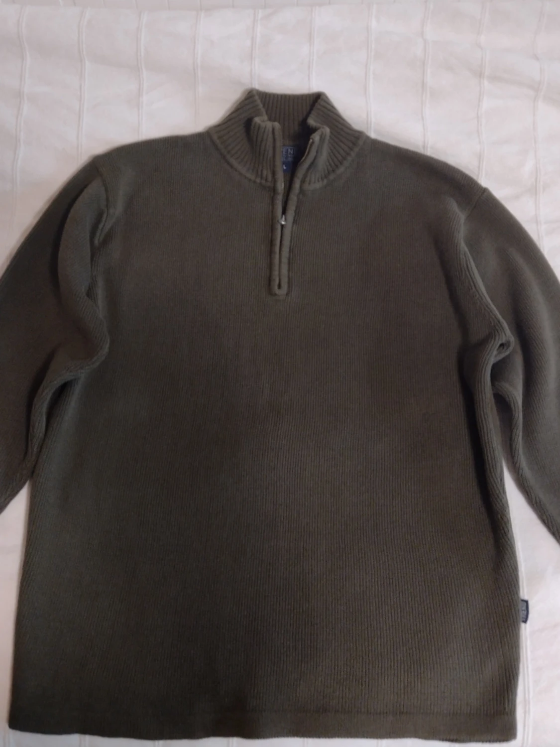 Grön/militär grön stickad tröja i 100% bomull - storlek L