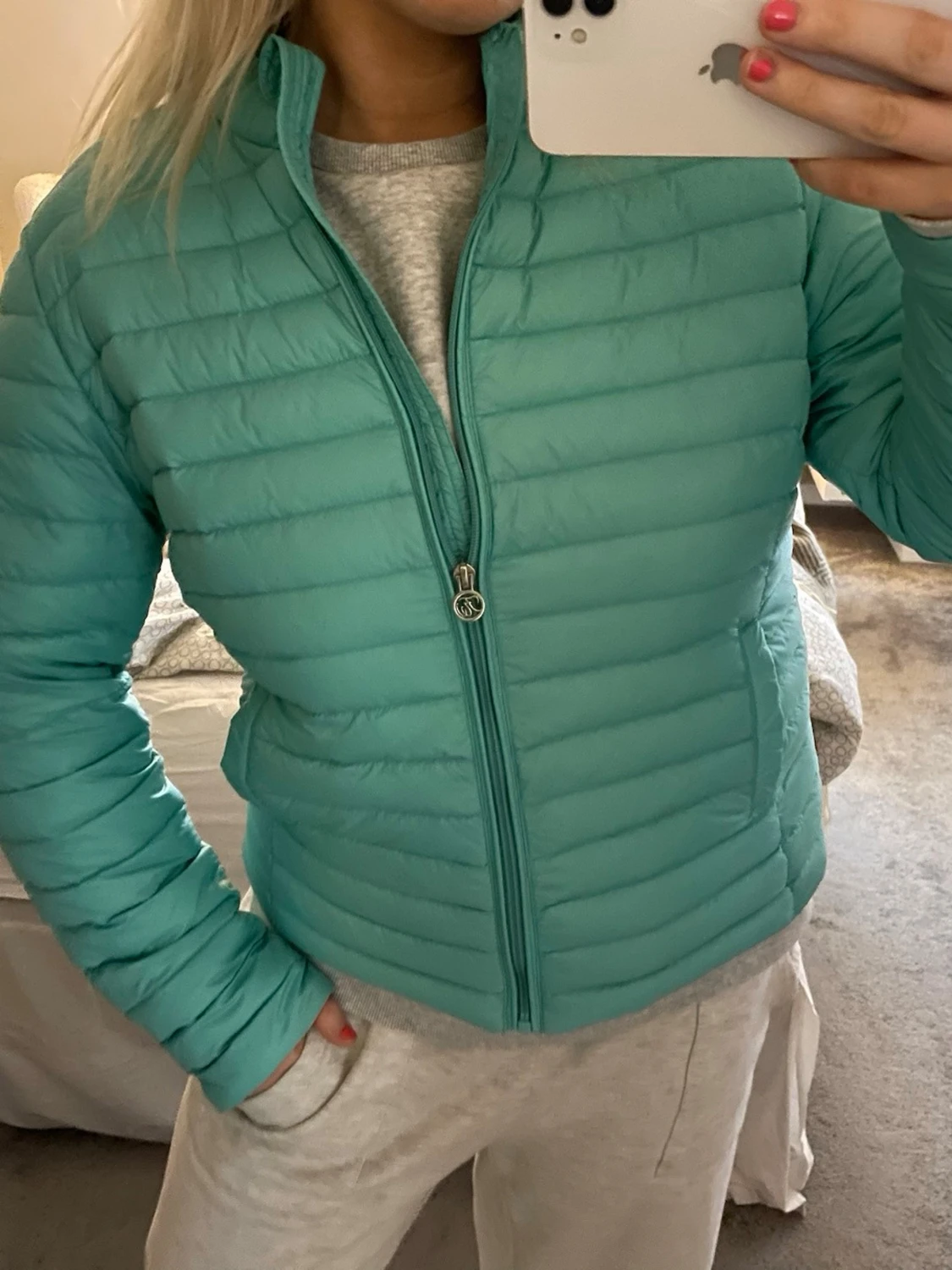 Turkos pufferjacka med dragkedja - 1