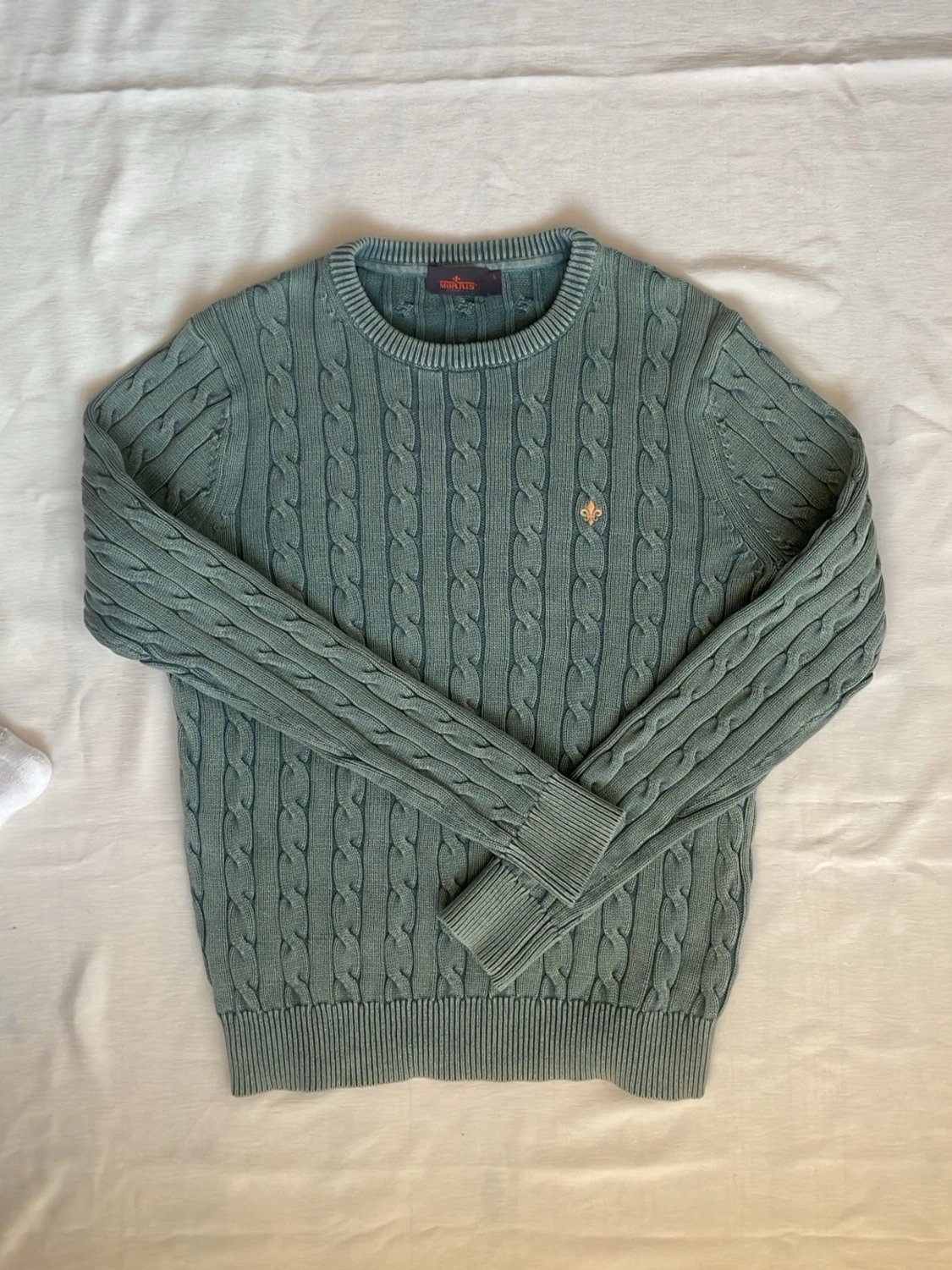 Grön kabelstickad tröja Morris | S