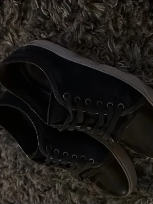 Lanvins - Säljer ett par mörkblå lanvins med lågt skaft och klassisk snörning. Skorna har en slitstark sula och ovandel i canvasmaterial. Perfekta för en clean och enkel stil.