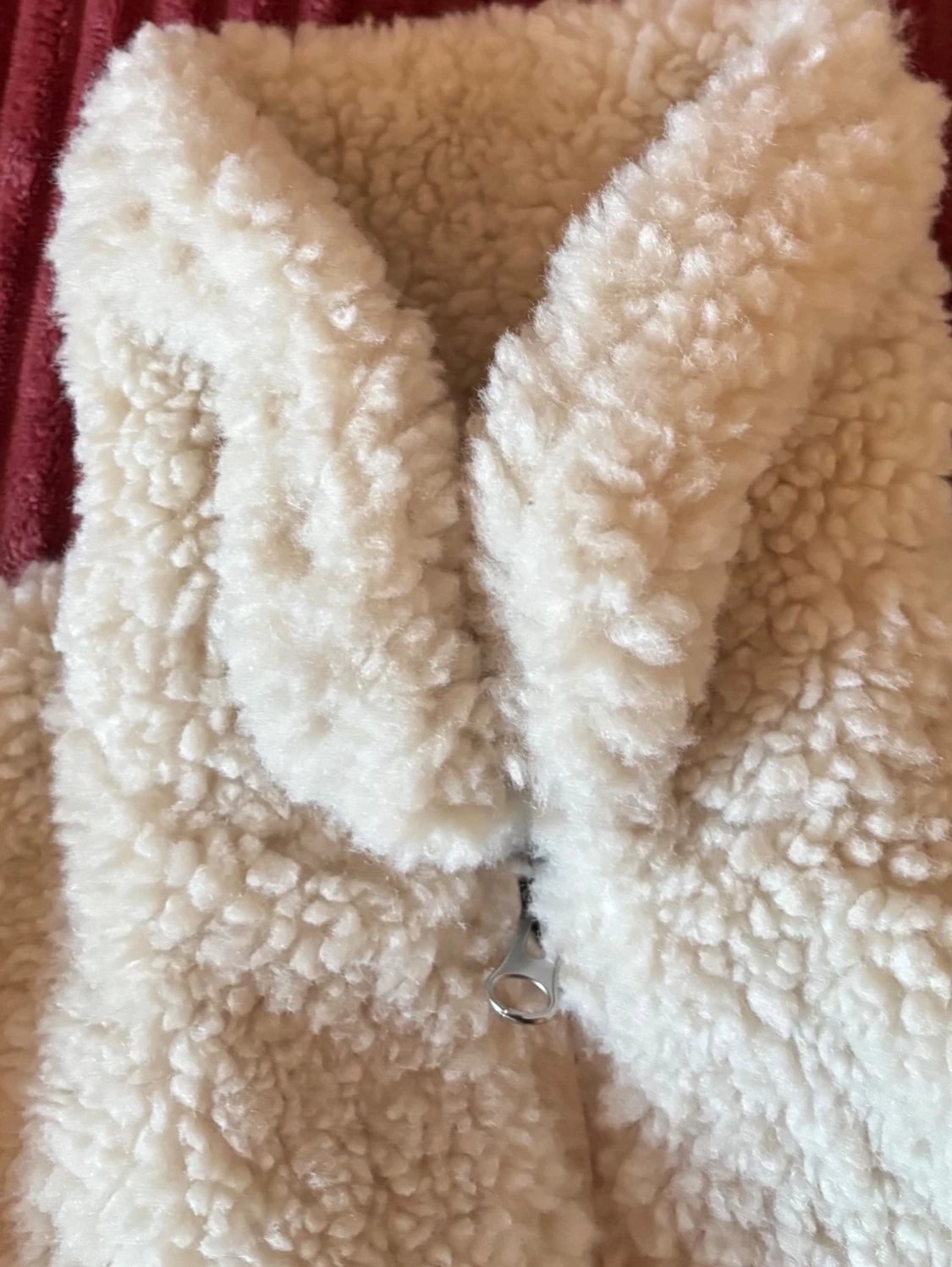 Vit teddyjacka med huva - 1