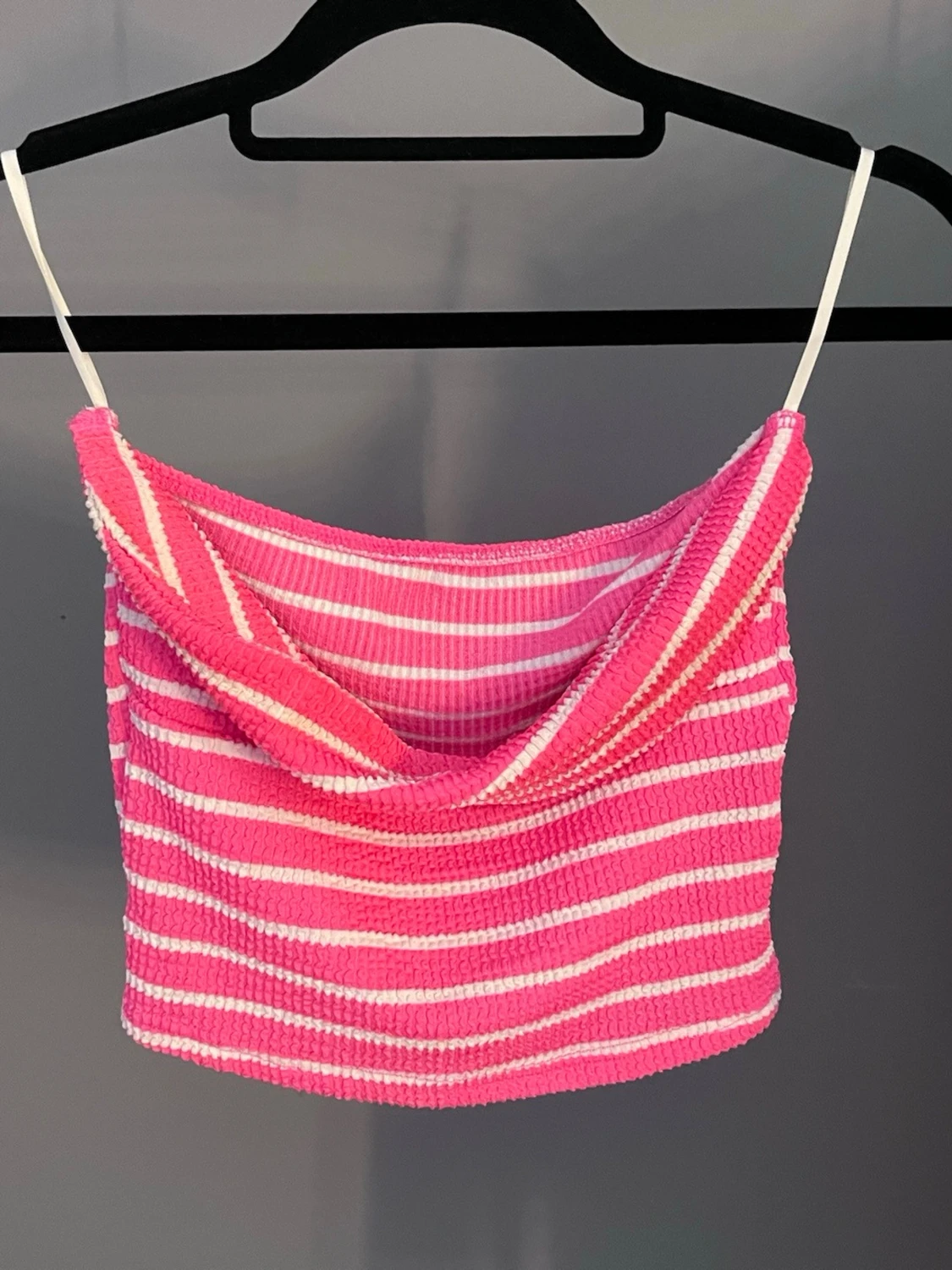 Rosa och vit randig linnetopp