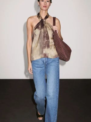 Massimo Dutti top - Mönstrad top - beige/brun från Massimo Dutti 🎀storlek S