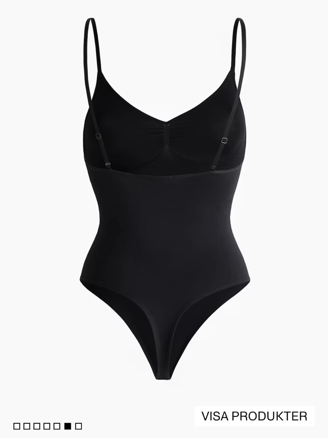 Svart sömlös body med smala band - 1