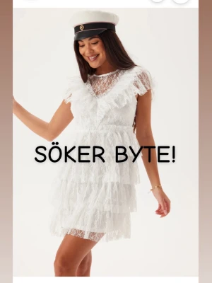 Bubbleroom spetsklänning  - SÖKER BYTE! Söker ett byte med min alldeles nya Bubbleroom spetsklänning då jag tyckte att den satt lite löst! Klänningen är i storlek s och vill byta med en Xxs eller xs gärna en oanvänd men skriv och skicka bilder! 🌸