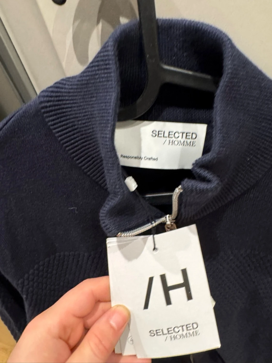 Marinblå ziptröja Selected Homme