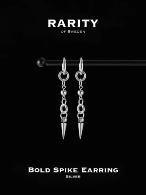 Bold Spike örhängen i silver - Snygga örhängen från Rarity of Sweden i silverfärgad metall med kedjedetaljer och spetsiga spikes. Hängande design som ger en edgy och modern look. Perfekta för dig som vill sticka ut med dina accessoarer.