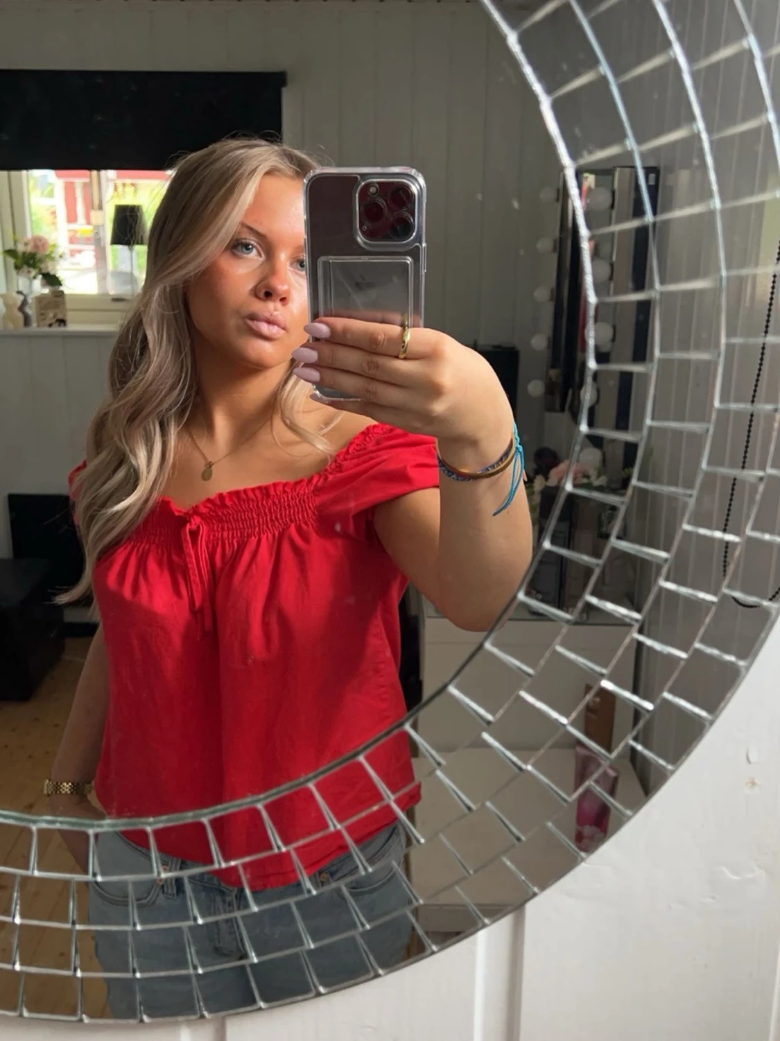 Röd offshoulder topp från H&M Divided