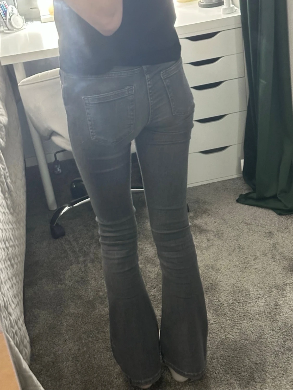 Grå bootcut jeans med stretch - 1