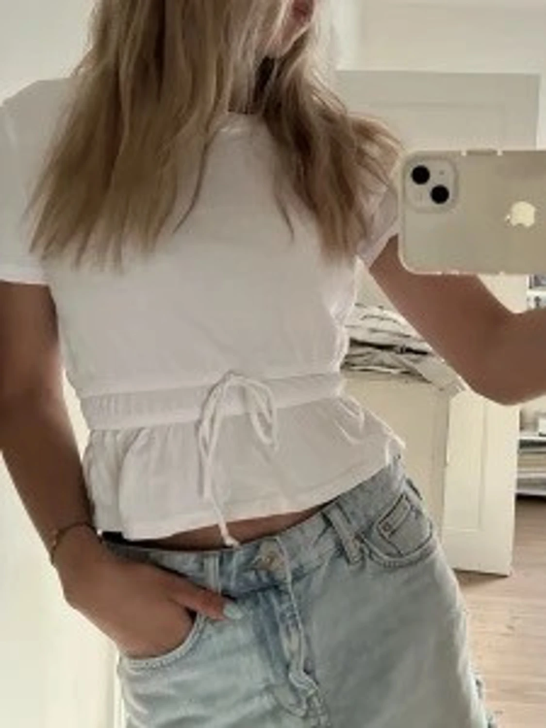 zara topp t-shirt med knyt - 1