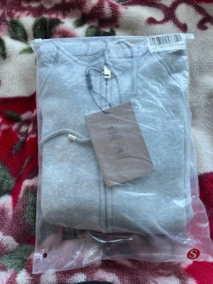 Ljusgrå hoodie från Burberry - Säljer en stilren ljusgrå hoodie från Burberry med dragkedja framtill och klassisk huva. Hoodien har ribbade muddar vid ärmslut och nederkant samt en enkel, clean look utan tryck. Perfekt för dig som gillar minimalistisk design och premiumkänsla.