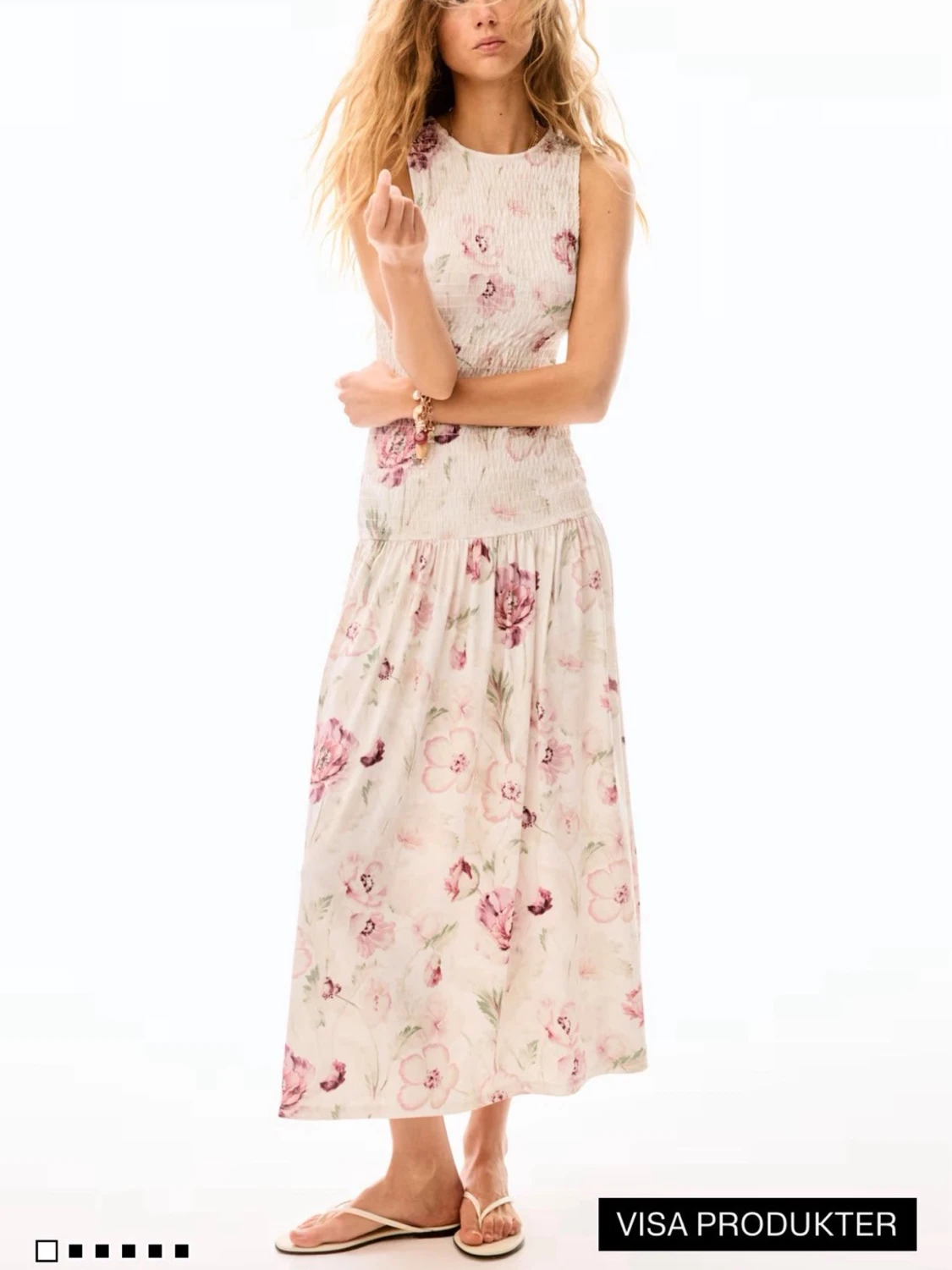 Blommig långklänning i bomull - 1