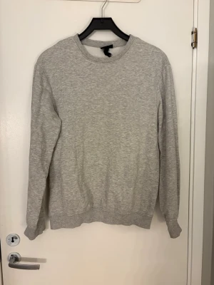Grå basic sweatshirt från H&M - Ljus grå hoodie från h&m. Utan luva. Den har två små fläckar (visas på bilden).