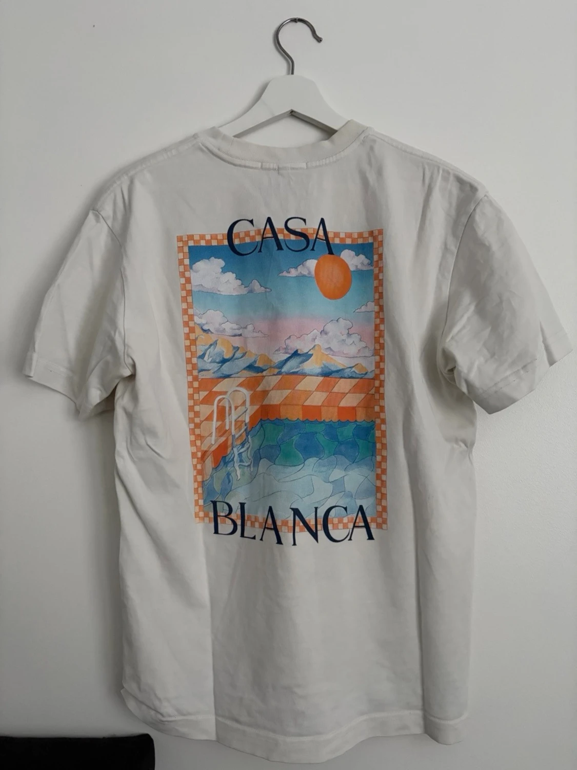 Vit Casa Blanca t-shirt med tryck - 1