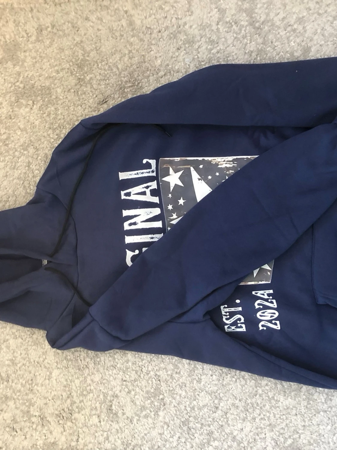 Mörkblå hoodie med stjärntryck - 2